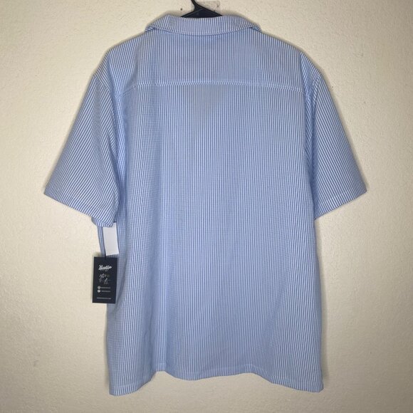 Brooklyn Cloth Button Up Shirt Mens Size L Blue White Striped Short-Sleeve Colla - Picture 5 of 8
